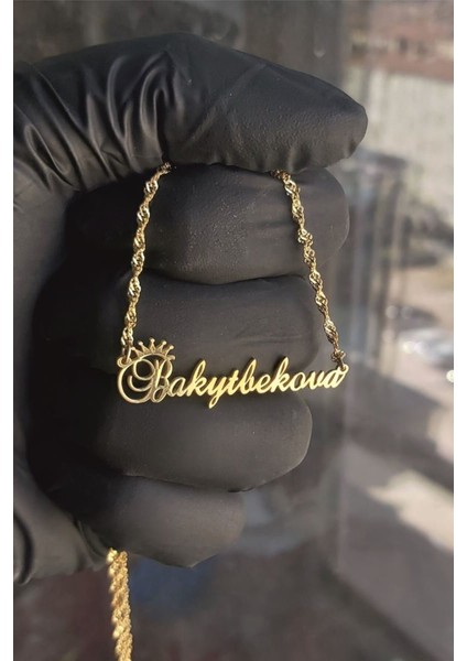 925 Ayar Gümüş 24 Ayar Altın Kaplama Isimli Kolye