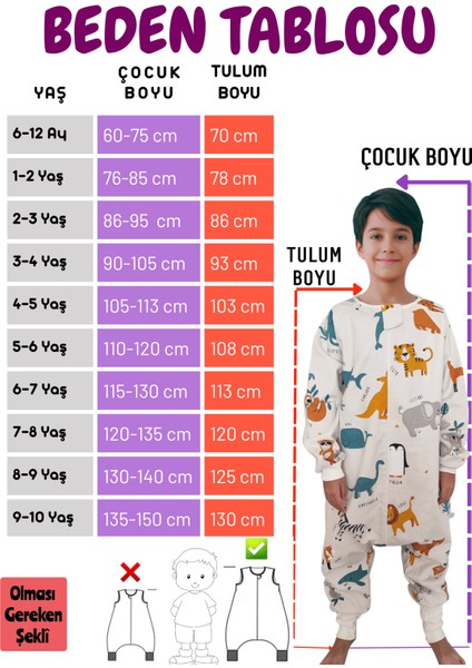 Uzun Kollu Kışlık Çocuk Uyku Tulumu %100 Pamuk Çiftlik Desenli 20-24 Derece 1 Tog fiyatları