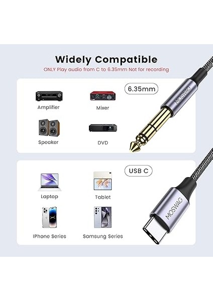 USB C - 6,35 mm 1/4 Inç Trs Kablosu 3,28 Ft/1 Metre, C - 1/4 Ses Adaptörü Aux Jak Stereo Kablosu Google Pixel 4xl, Galaxy Note 10+/S20+, Amplifikatör, Hoparlör, Kulaklık, Karıştırma Konsolu fiyatları