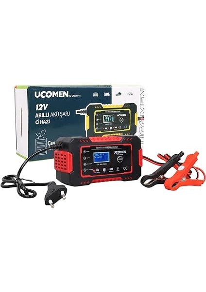 Volt 6 Amper LED Göstergeli Akü Şarj Cihazı, Jel Asitli Sulu Kuru Kurşun Akülere Uygun, Takviye Yapamamaktadır, Kırmızı, Ucomen, modelleri