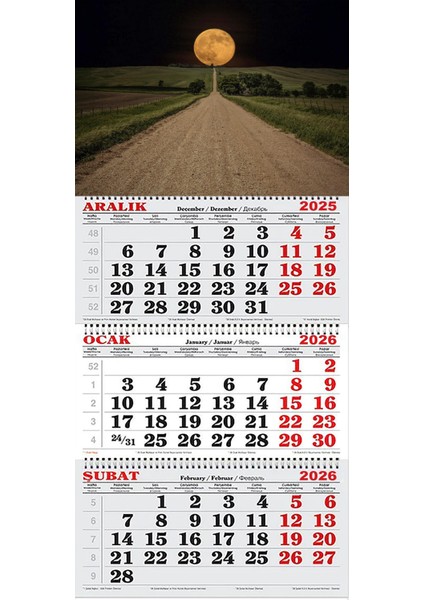 2026 Yılı Gemici Takvimi- Ay'a Giden Yol