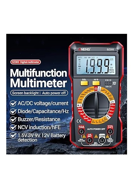 SZ305 Multi Kondansatör Test Cihazları Profesyonel 1999 Akıllı Volt Ohm Yi Hızlı Doğru Bir Şekilde Ölçer Gerilim Akım Direnç Kondansatör Frekansı Diyot Hfe indirimleri