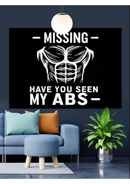 Karın Kasları Kayıp Yazısı Dekoratif Kanvas - Mdf Ahşap Tablo fiyatları