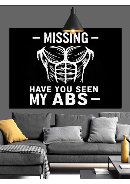 Karın Kasları Kayıp Yazısı Dekoratif Kanvas - Mdf Ahşap Tablo fırsatları