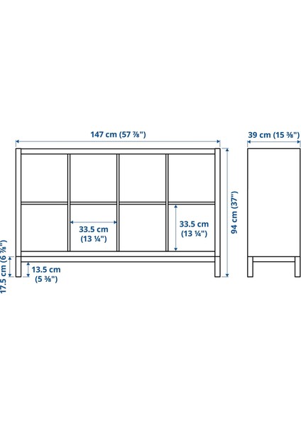Kallax Açık Raf Ünitesi Ağartılmış Meşe Görünümlü Siyah 147 x 94 cm fiyatları