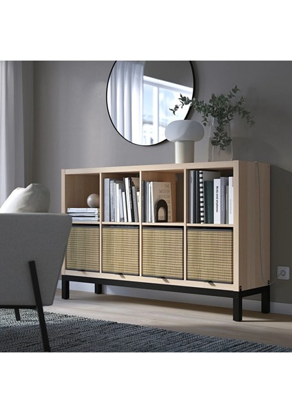 Kallax Açık Raf Ünitesi Ağartılmış Meşe Görünümlü Siyah 147 x 94 cm modelleri