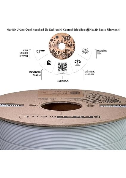 Pla Maker, 1.75MM 1kg 3D Yazıcı Pla Filament (Gayzer Mavisi) modelleri