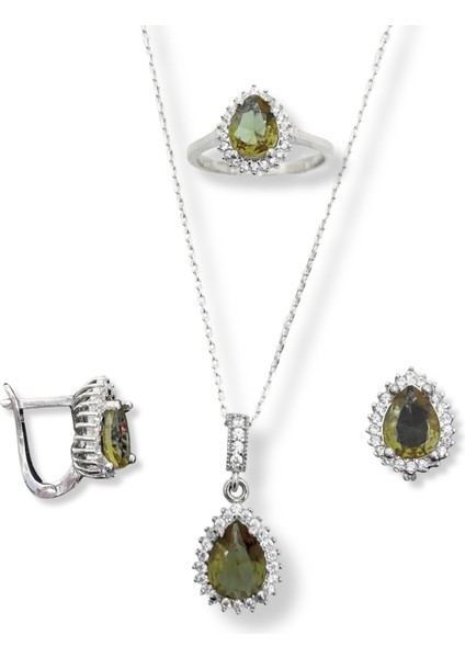 Damla Kesim Zultanit Taşlı Kadın Gümüş Set&takım