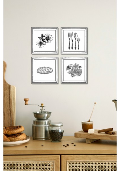 El Yapımı Ahşap Duvar Seti – Mutfak Serisi (Çiçek, Sofra Takımı, Ekmek, Nar) fiyatları