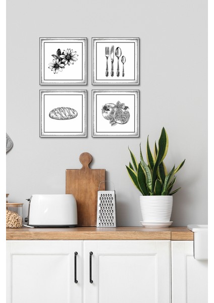 El Yapımı Ahşap Duvar Seti – Mutfak Serisi (Çiçek, Sofra Takımı, Ekmek, Nar) modelleri