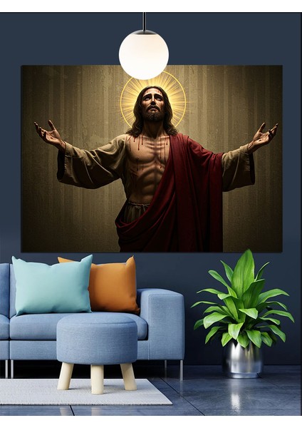 Isa Mesih Işık Huzmesi Portresi Dekoratif Kanvas - Mdf Ahşap Tablo