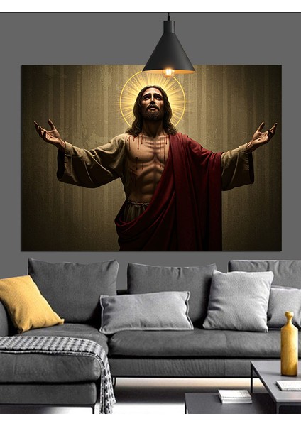 Isa Mesih Işık Huzmesi Portresi Dekoratif Kanvas - Mdf Ahşap Tablo modelleri