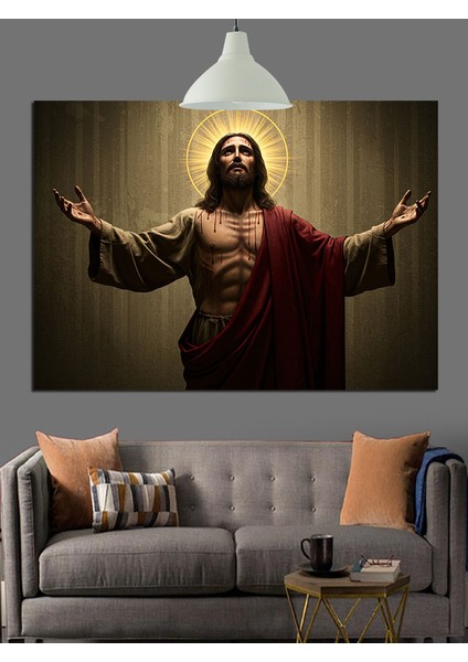 Isa Mesih Işık Huzmesi Portresi Dekoratif Kanvas - Mdf Ahşap Tablo fırsatları