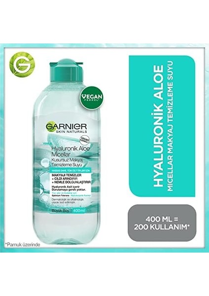 Garnier Skin Naturals Micellar Hyaluronik Aloe Kusursuz Makyaj Temizleme Suyu (400 Ml) fiyatları