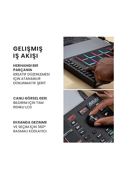 Professional Mpc Studio - USB Mıdı Controller ve Bateri Makinesi, Mpc Pedleri, Beat Yapımcısı LCD Ekranı, Atanabilir Dokunmatik Şerit, 16 Hıza Duyarlı Rgb Pedi, Mpc Yazılımı Dahil fırsatları
