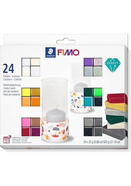 8013 C24-1ST Oven Hardening Modelling Clay, Multicoloured, 24 Half Blocks