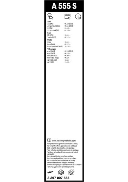 Aerotwin Silecek Seti Vw Polo (2009-2017), Skoda Fabia (2015-2021) [600/400 Mm] A555S 3397007555 modelleri