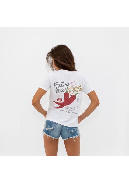 Chili Vibes Only Tişört - Beyaz fırsatları