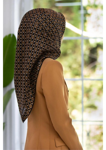 Twill Ipek Zincir Desenli Siyah / Gold- 51781
