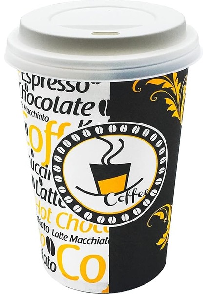 Cup 12 Oz Beyaz Kapaklı Karton Bardak 300 ml - 100'LÜ (Latte Bardağı)
