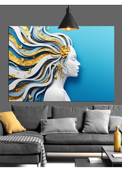 Rüzgar Saçlı Kadın Güçlü Dekoratif Kanvas - Mdf Ahşap Tablo fiyatları