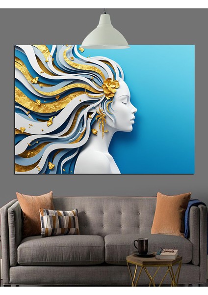 Rüzgar Saçlı Kadın Güçlü Dekoratif Kanvas - Mdf Ahşap Tablo modelleri