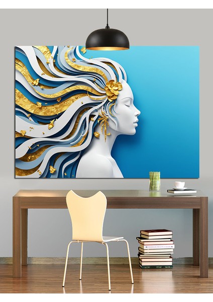 Rüzgar Saçlı Kadın Güçlü Dekoratif Kanvas - Mdf Ahşap Tablo fırsatları