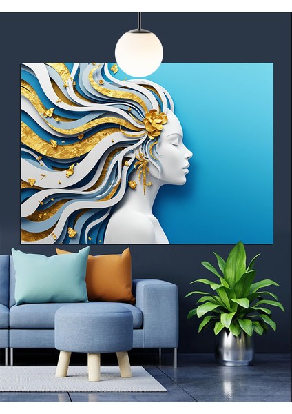 Rüzgar Saçlı Kadın Güçlü Dekoratif Kanvas - Mdf Ahşap Tablo indirimleri