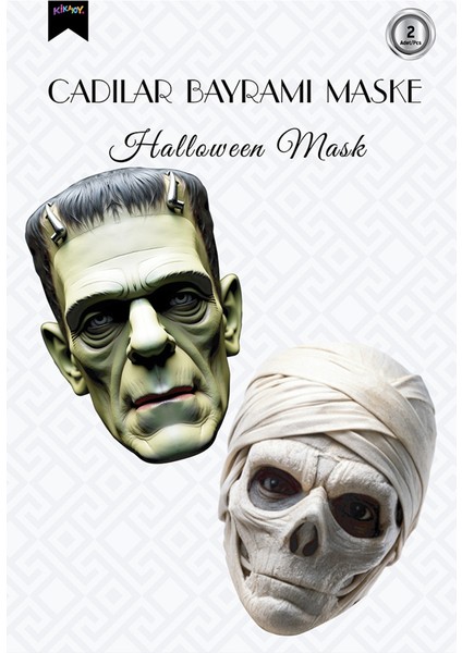 Halloween Maske Seti 2'li - No:3 18 x 27 cm ve 17X 26 cm