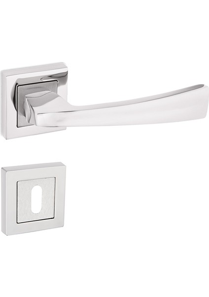 Konak Kapı Kolu Nikel Inox Kare Rozetli Oda