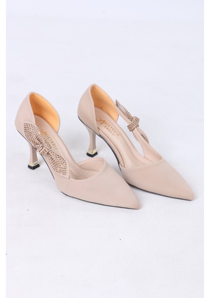 Taşlı Fiyonk Detaylı Ince Topuklu Abiye Kadın Ayakkabı