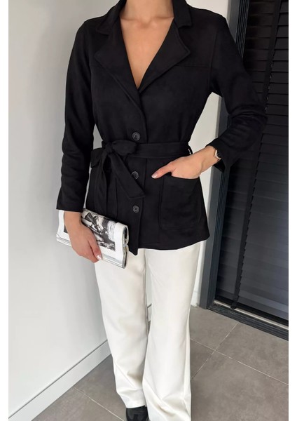 Kadın Kruvaze Yaka Kemerli Süet Trençkot P-00018919 fiyatları