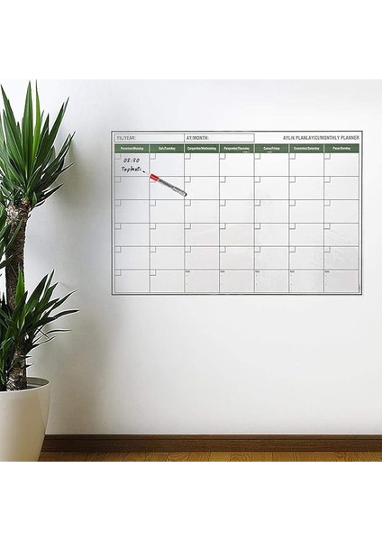 Yapışkanlı Bir Aylık Program Planlayıcı Akıllı Statik Duvar Takvimi 1. Sınıf Kalite 85X56 cm