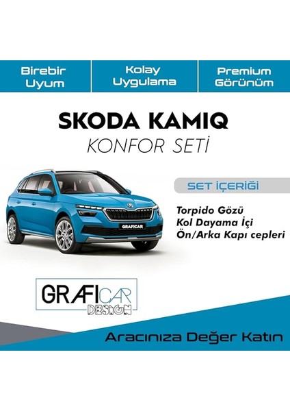 Design Skoda Kamiq Konfor Seti̇ - Saklama Alanları Kumaş Kaplama-Ses Izolasyon Amaçli Ürün