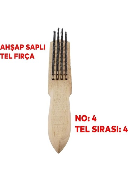 Ahşap Saplı Tel Fırça Kir Pas Mangal Barbekü Izgara Çok Amaçlı Temizleme Fırçası No 4 fırsatları