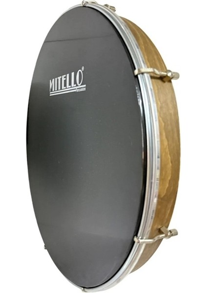 Mitello Bendir 41 cm Ceviz Ağacı Kılıflı Dıştan Akortlu Profesyonel Siyah Film