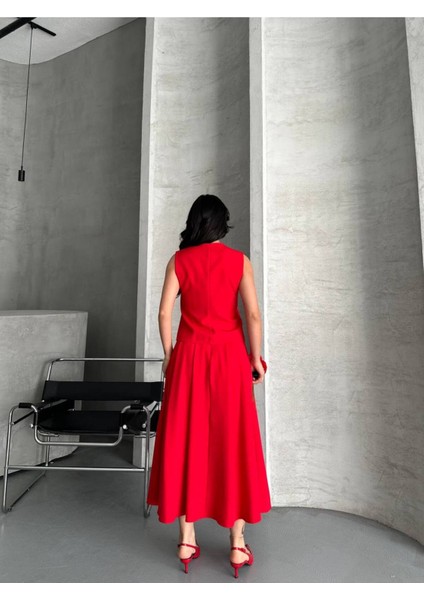 Kadın Alt Üst Takım Şık Düğme Detaylı Premium Yelek Etek Ikili Takım Elbise