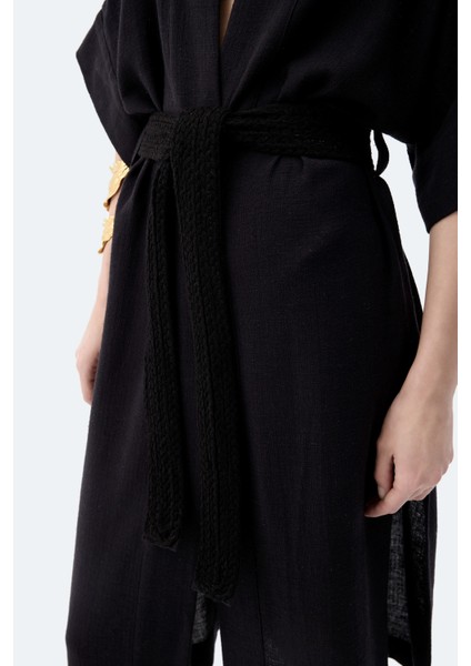 Siyah Keten Kimono modelleri