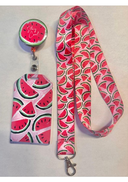 Karpuz Dilimi Boyun Askısı Yoyo ve Dik Kartlık Set