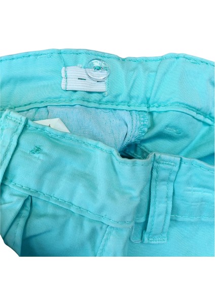 Erkek Çocuk Turkuaz Kargo Cepli Pamuklu Kapri Şort