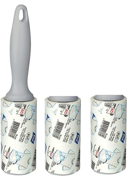 Kedi Köpek Saç Kıl Tüy Toplayıcı Rulo, 1 Rulo 2 Yedek Her Biri 60 Yaprak