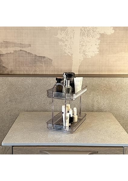 Katlı Makyaj Organizeri Kozmetik Aksesuar Düzenleyici Kozmetik Vitrini (Duman Gri) modelleri