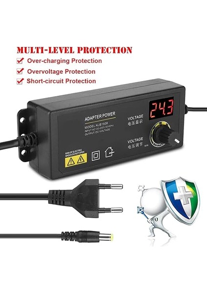 Evrensel Çoklu Voltaj Güç Adaptörü, 60W 1.5A Ac Dc Ayarlanabilir Güç Adaptörü Parazit Önleme fiyatları