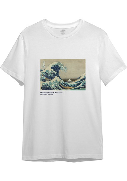 Kanagawa Oki Nami Ura Tişört - Beyaz