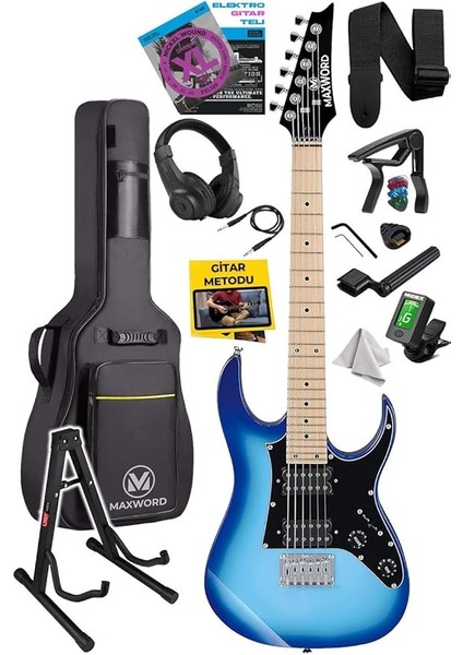 DE-150BL-ST Maple Klavye Hh Manyetik Yüksek Kaliteli Elektro Gitar Seti