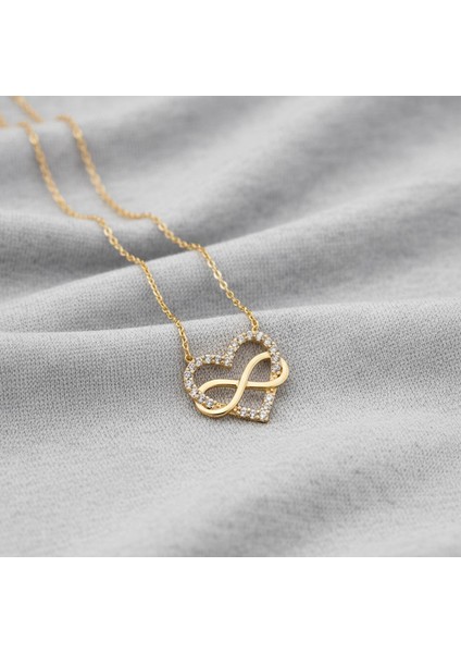 925 Ayar Gümüş Taşlı Sonsuzluk ve Kalp Kolye fiyatları