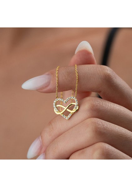 925 Ayar Gümüş Taşlı Sonsuzluk ve Kalp Kolye modelleri