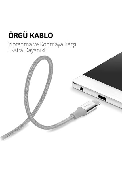 Alumicable Type-C 120CM Şarj Kablosu - Haki Yeşili (2DK18HY) fırsatları