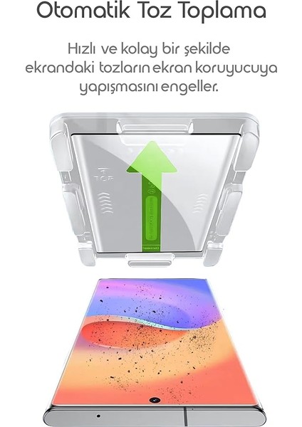 Samsung Galaxy S24 Ultra Için Kolay Kurulum Ekran Koruyucu Otomatik Toz Toplayan Hava Kabarcığı Bırakmayan Dokunmatiği ve Görüntü Kalitesini Etkilemeyen Ekranı Tam Kaplayan Cam Koruyucu fırsatları
