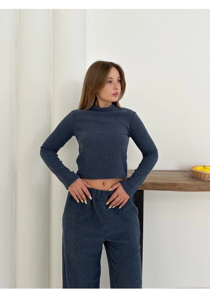 Balıkçı Yaka Örme Takım Lacivert ST265865 modelleri